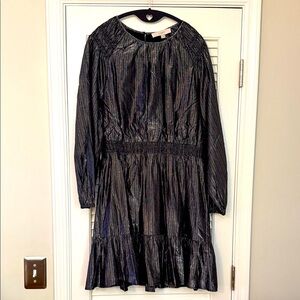 LOFT Shimmering Black/Silver Long Sleeve Dress